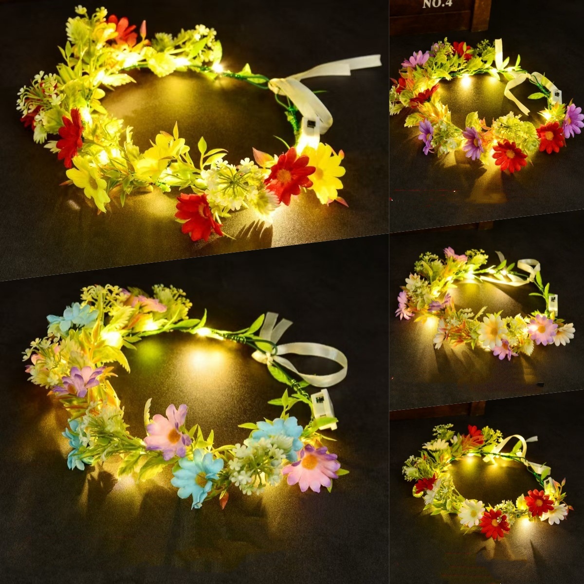 Photography Lighting Devices - إكليل زهور مضيء بإضاءة LED، عصابة