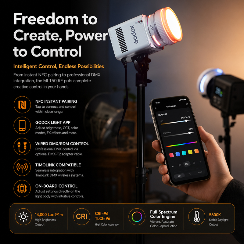 ضوء فيديو LED ملون بالكامل God - مراجعة Photography Lighting App وسعره
