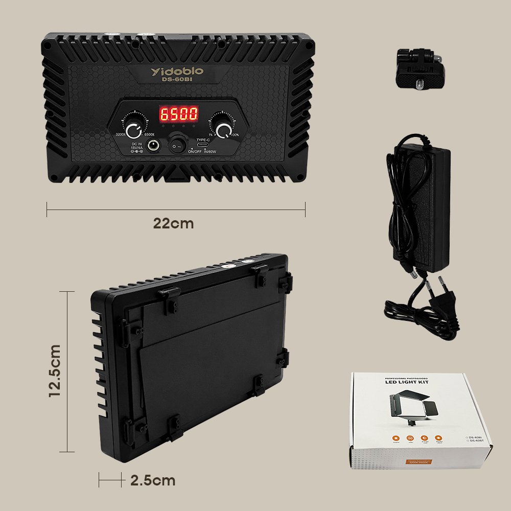 ضوء فيديو محمول DS60BI للتصوير - مراجعة Photography Lighting Styles وسعره