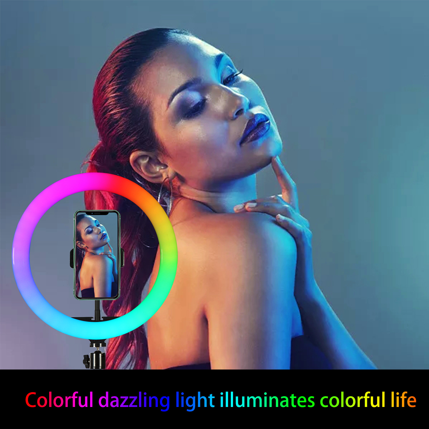 إضاءة حلقية RGB بقطر 10 بوصات  - مراجعة Stand Lighting Photography وسعره