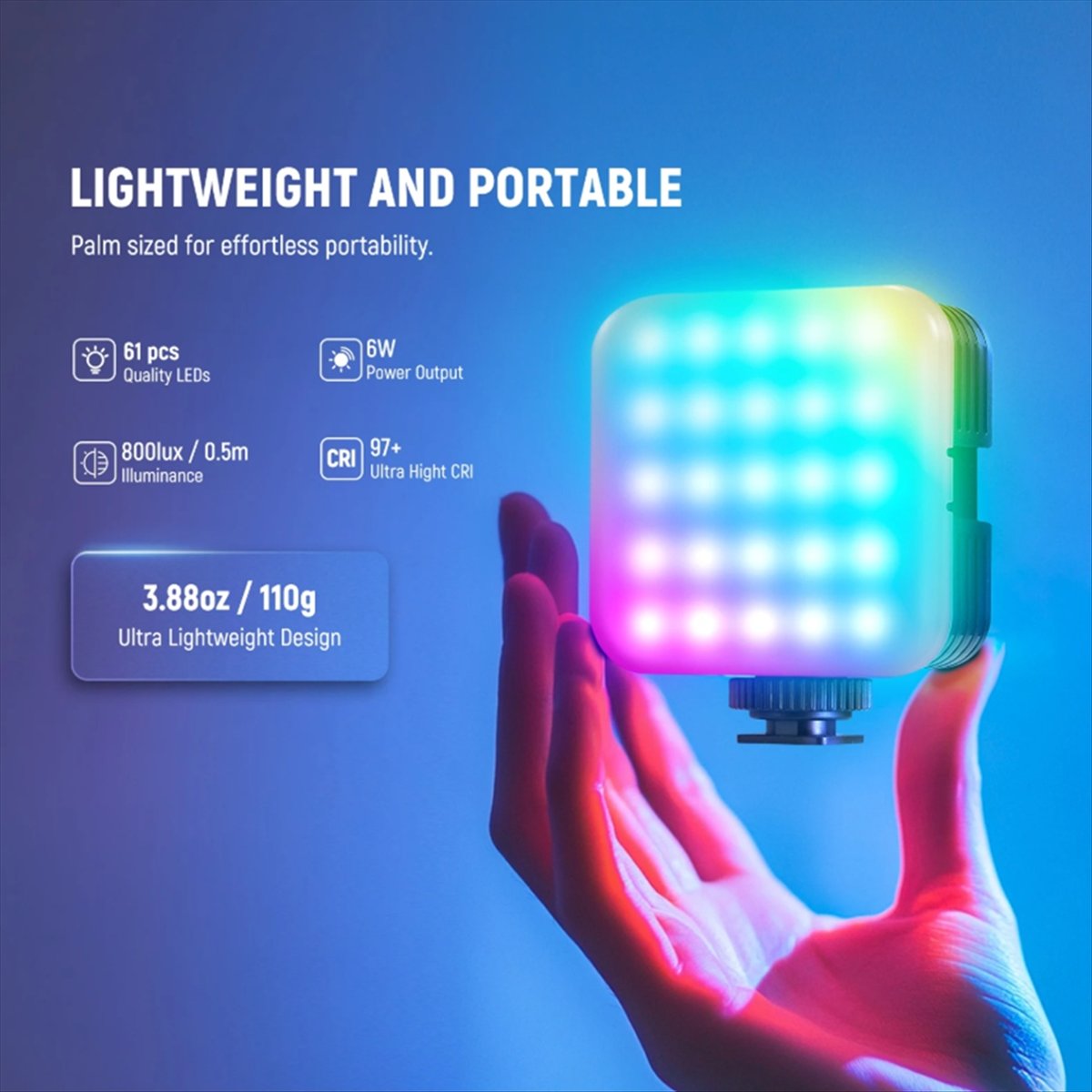 مصباح فيديو RGB مغناطيسي مع حا - مراجعة Photography Lighting App وسعره